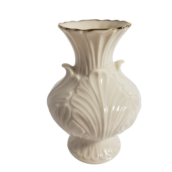 Lenox Porcelain Elfin Small Bud Vase Cream with Gold Trim Like New - Picture 1 of 6